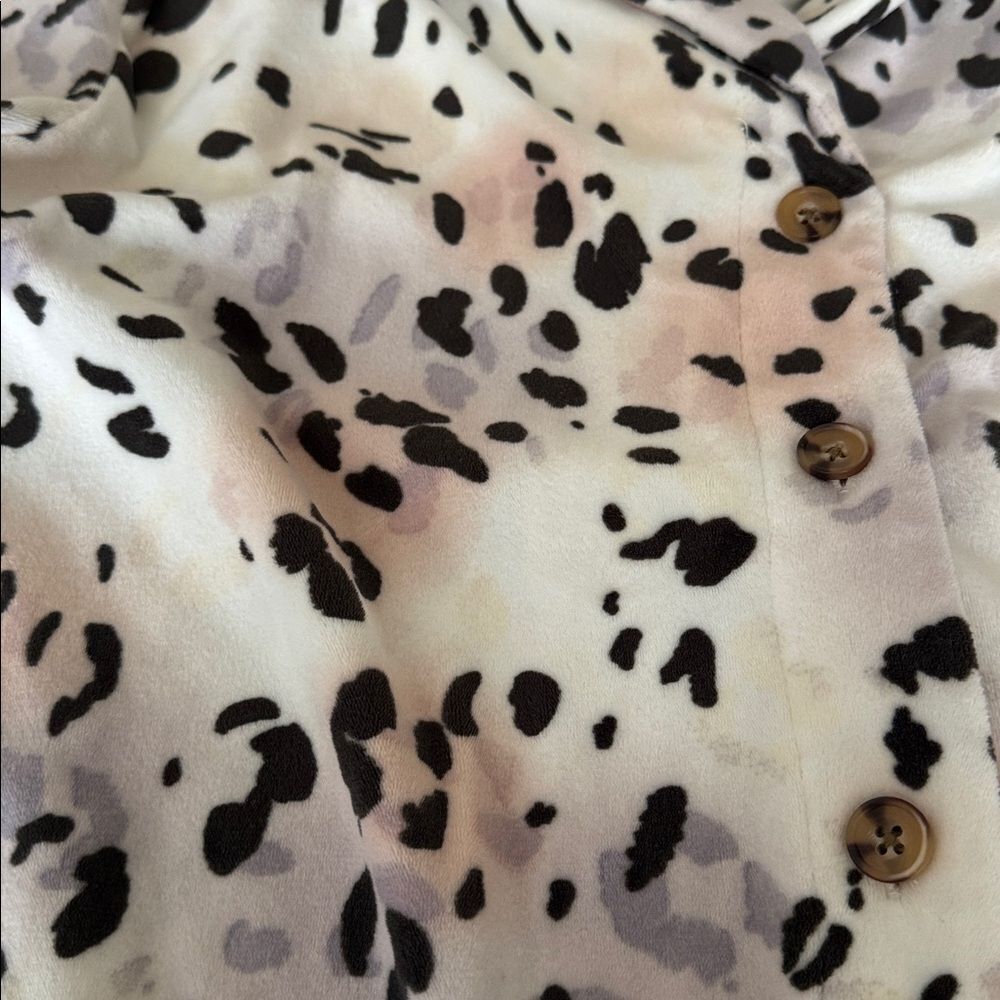 Leopard Velour Pajama Set Women Small 2 Piece Matching Lounge Set Cozy Sleepwear - Picture 6 of 7